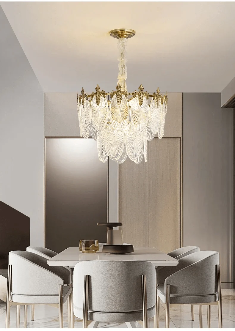 Lustre LED Salon Ecailles de Cristal
