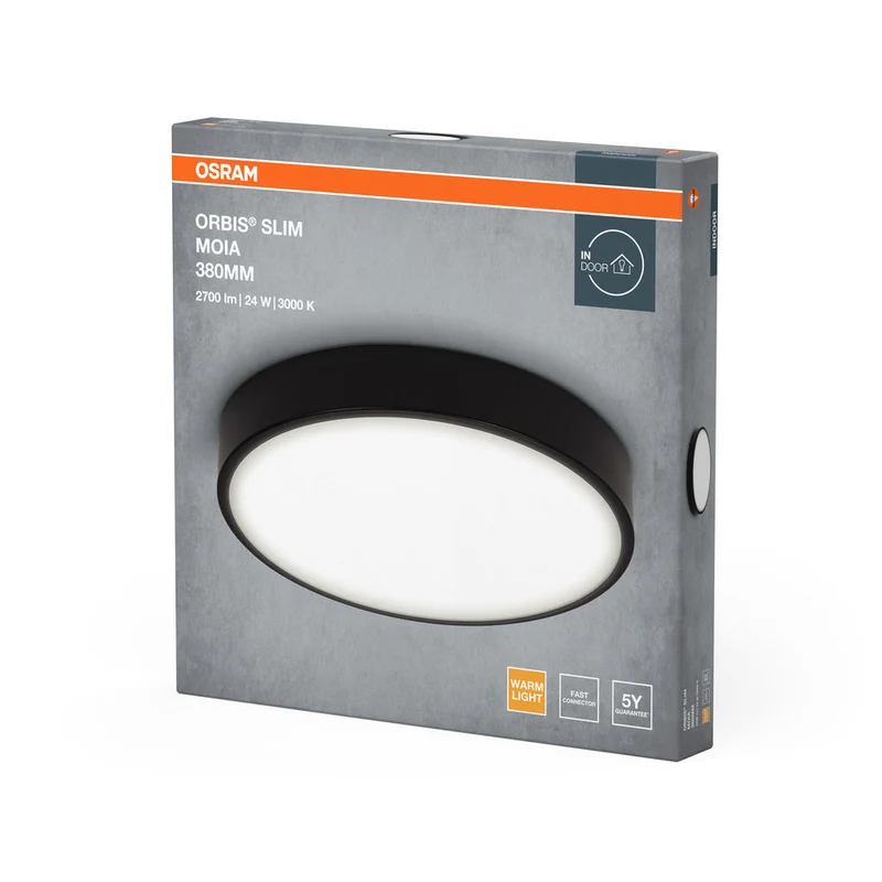 OSRAM ORBIS Slim Moia plafonnier, noir, 24W, 2600lm