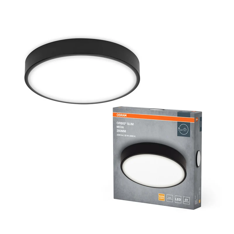 OSRAM ORBIS Slim Moia plafonnier, noir, 20W, 2200lm