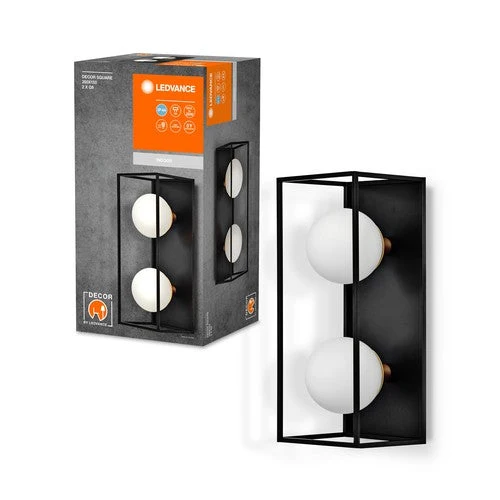 LEDVANCE DECOR 2 Applique murale carrée pour salle de bain IP44, noire, G9