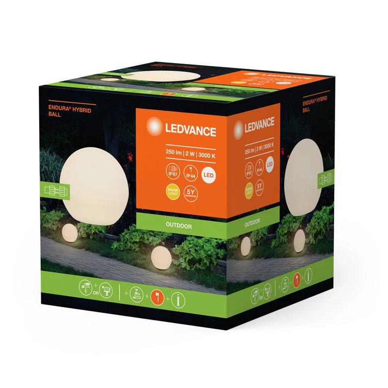 LEDVANCE ENDURA HYBRID SOLAR BALL lampe de chemin piquet de terre 25cm, 2W, 180lm