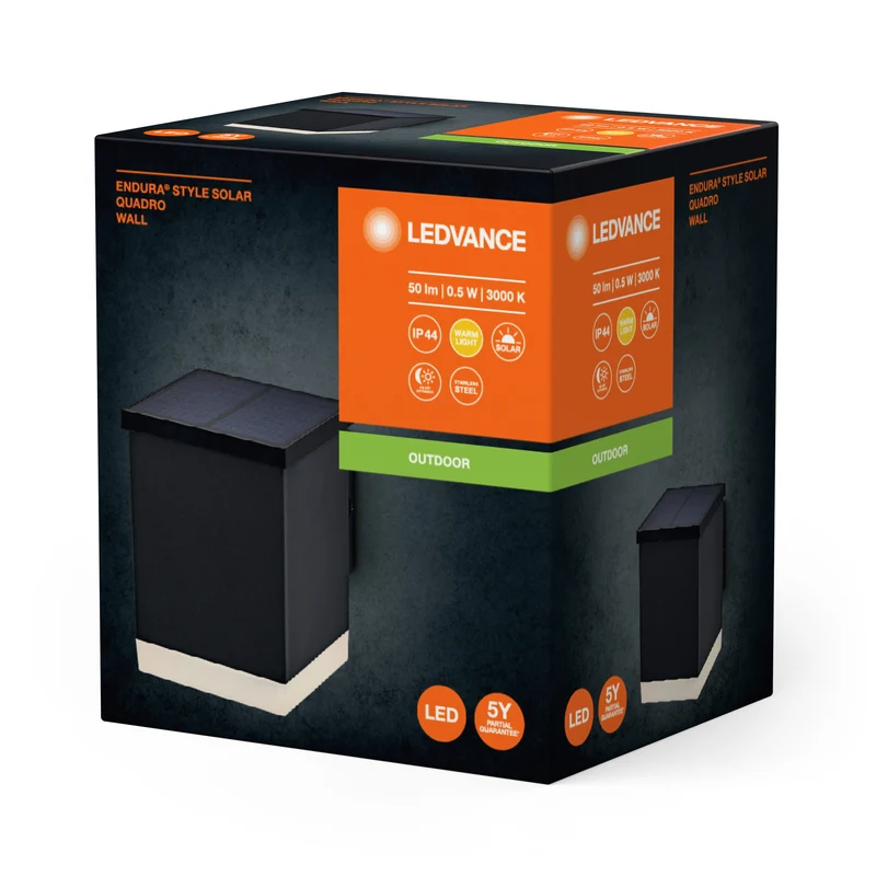 LEDVANCE ENDURA STYLE SOLAR QUADRO APPLIQUE MURALE extérieure, 0,5W, 50lm