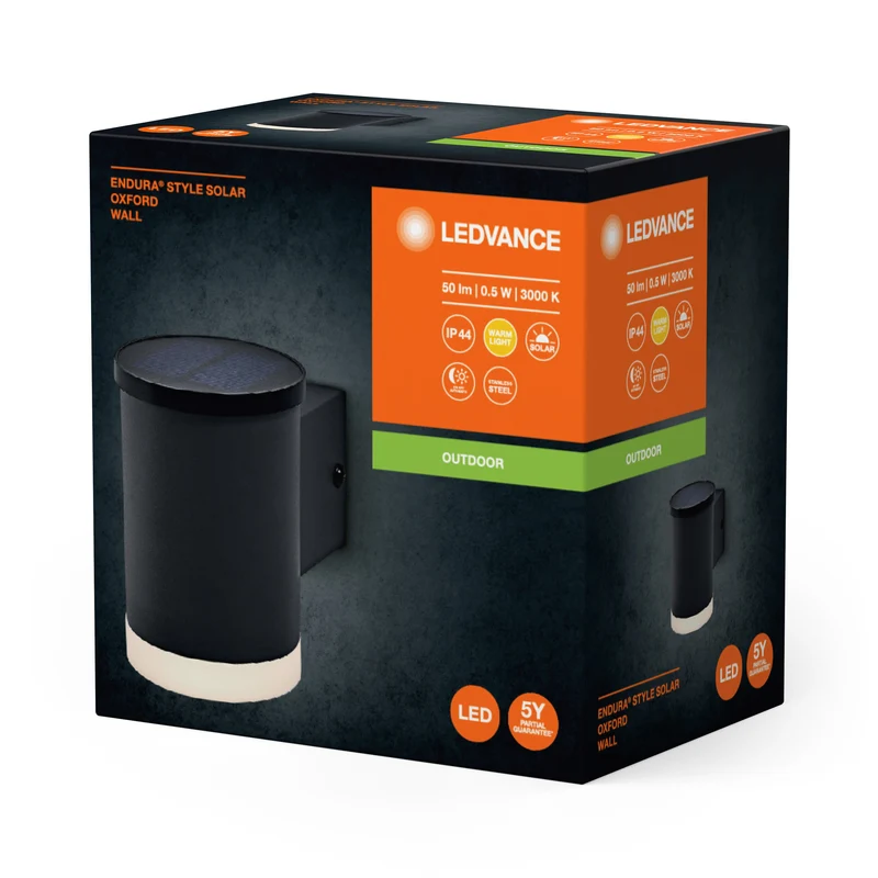 LEDVANCE ENDURA STYLE SOLAR OXFORD Applique murale extérieure, 0,5W, 50lm