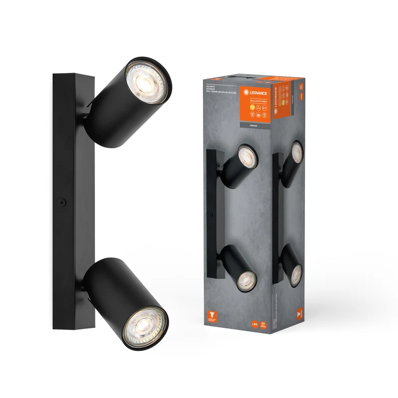 LEDVANCE LED SPOT OCTAGON Plafonnier 2 x 3,4W, GU10, 460lm, noir