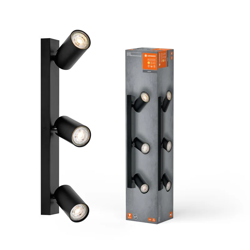 LEDVANCE LED SPOT OCTAGON Plafonnier 3 x 3,4W, GU10, 690lm, noir
