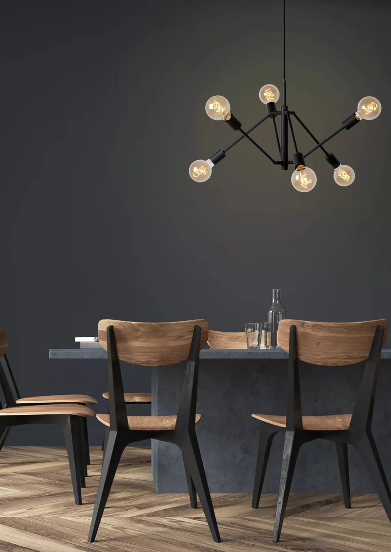 Lustre noir en métal malléable Cuisine