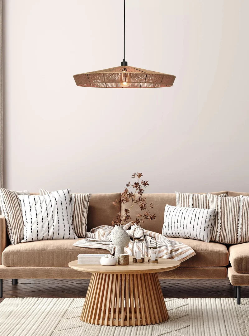 Lustre suspension style japonais rotin pour Cuisine