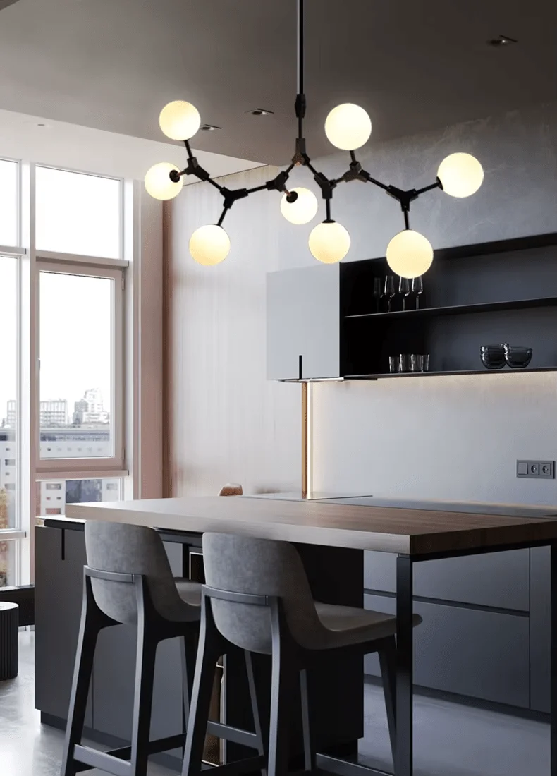 Lustre Suspension Noir Blanc Branche