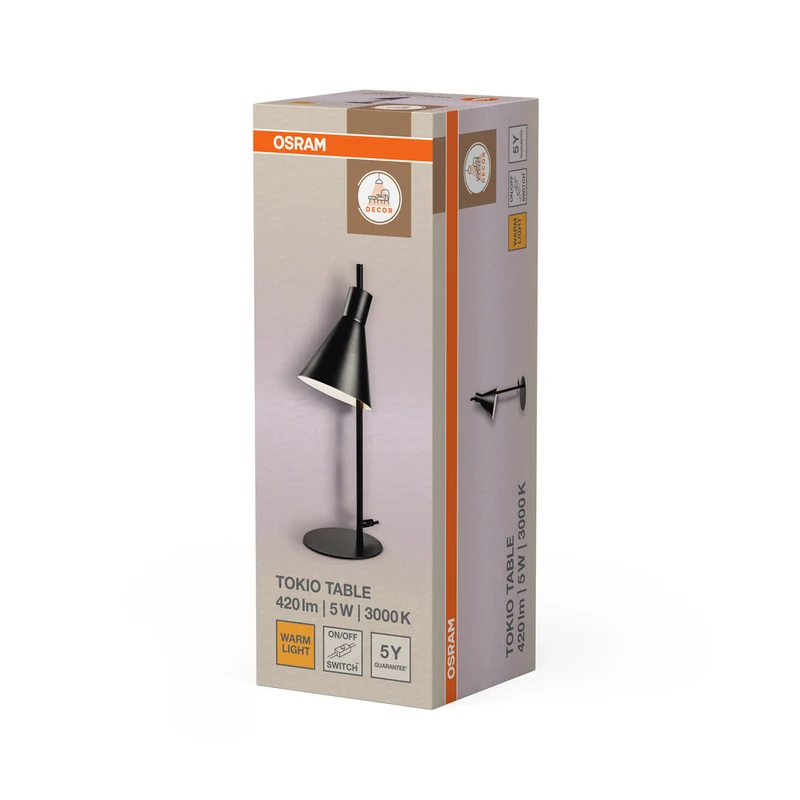 OSRAM DÉCOR Tokio Lampe de table, 5W, 3000K 260lm, Noir