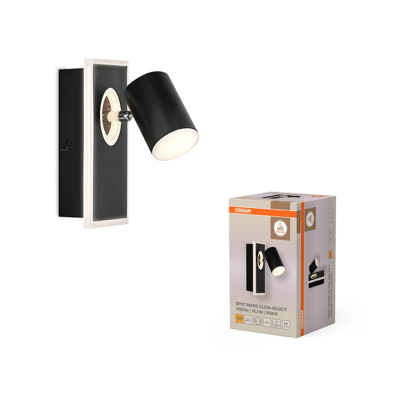 OSRAM DECOR SPOT MARS Applique murale, Click Select, 16,5W, 540lm, noir