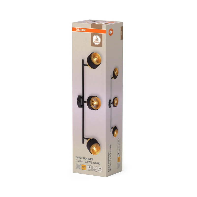 OSRAM DECOR Spot Hornet Plafonnier 3X2.8W, E14, 250lm, 2700K, Noir