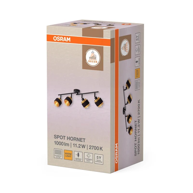 OSRAM DECOR Spot Hornet plafonnier 4X2.8W, E14, 250lm, 2700K, noir