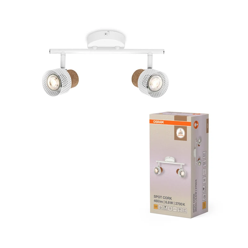 OSRAM DECOR SPOT CORK Plafonnier, 2 x 3,4W, 460lm, blanc