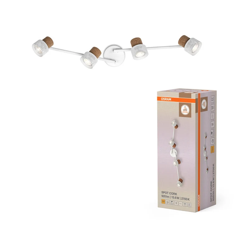 OSRAM DECOR SPOT CORK Plafonnier, 4 x 3,4W, 920lm, blanc