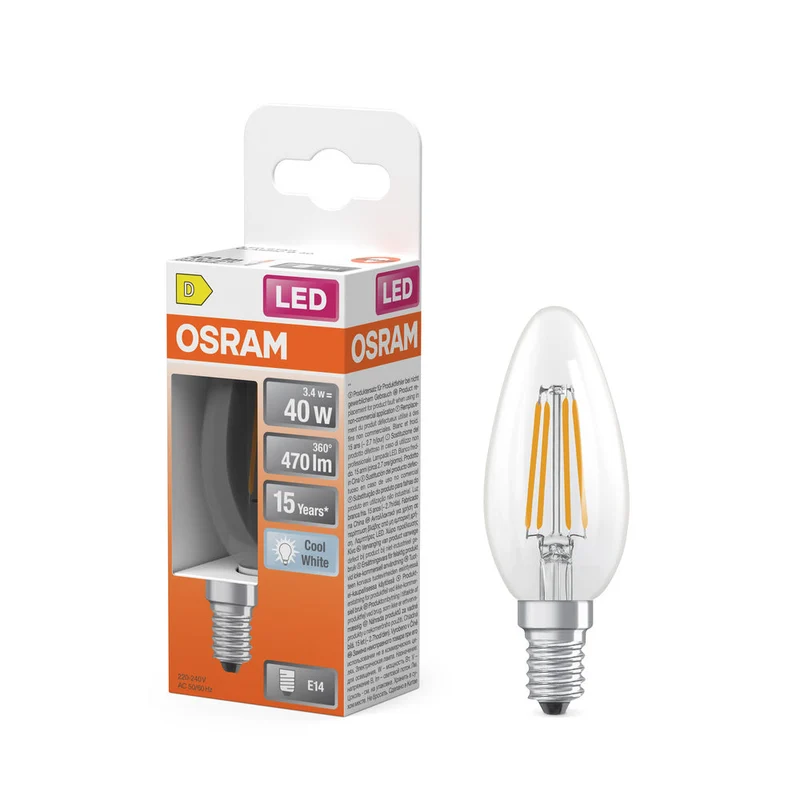 OSRAM Rétrofit Classic B LED Lampe forme bougie (ex 40W) 4W / 4000K Blanc froid E14