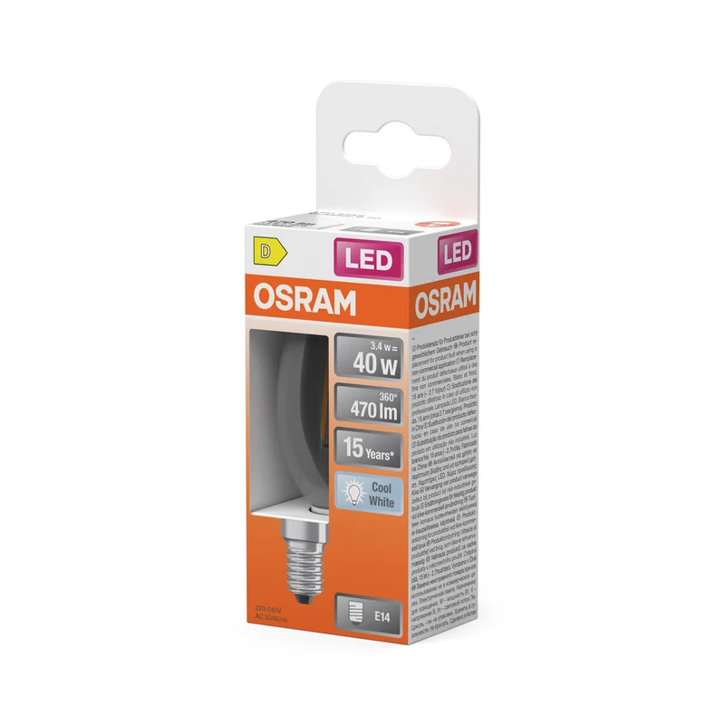 OSRAM Rétrofit Classic B LED Lampe forme bougie (ex 40W) 4W / 4000K Blanc froid E14