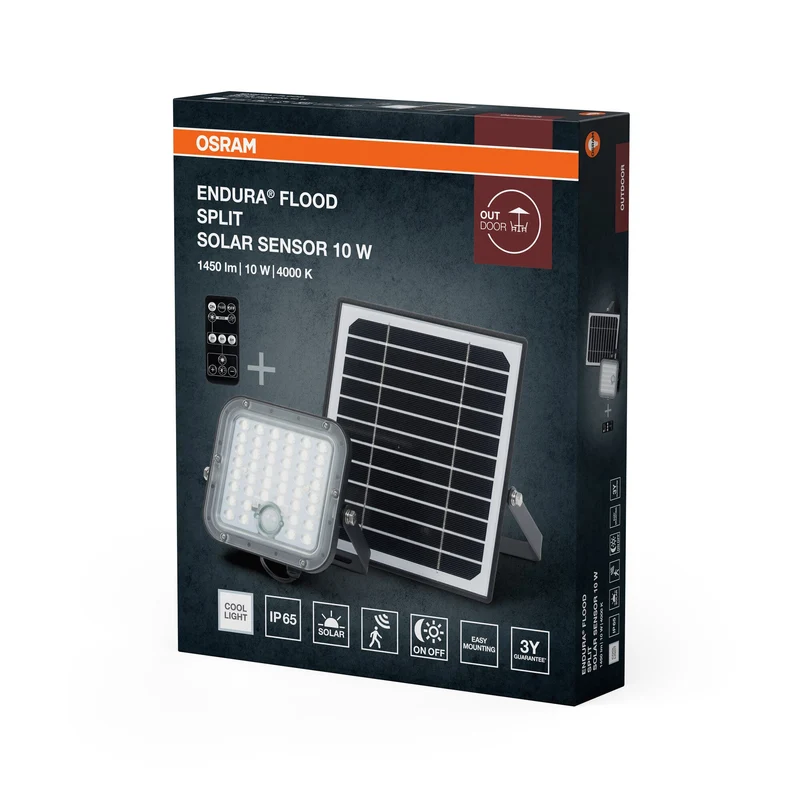 OSRAM LED-lampe solaire extérieure Endura, noir, 10W, 1400lm