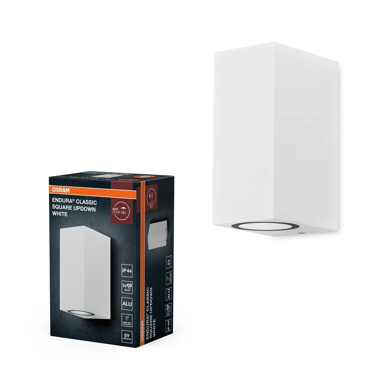 OSRAM ENDURA Applique murale extérieure carrée haut-bas, blanche, GU10