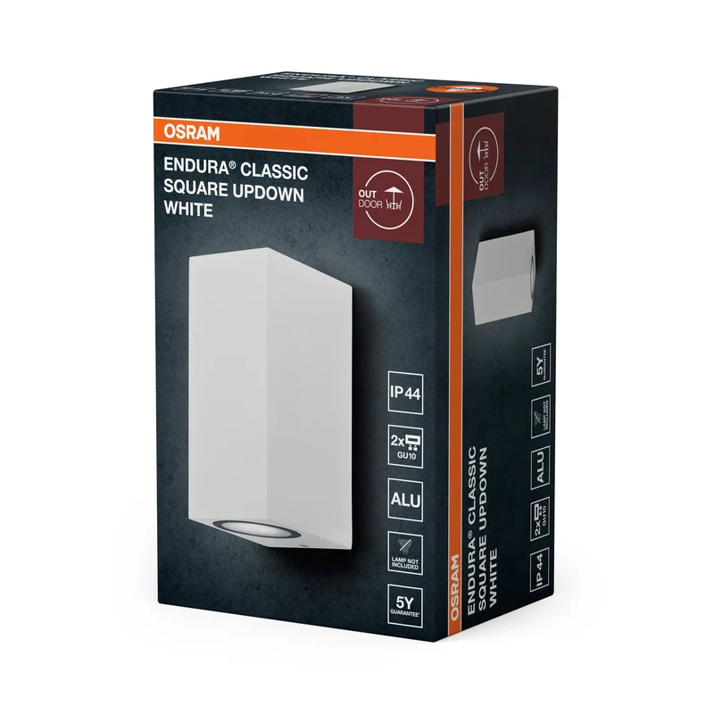 OSRAM ENDURA Applique murale extérieure carrée haut-bas, blanche, GU10