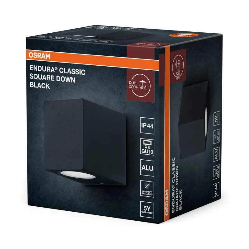 OSRAM ENDURA Carré Applique Murale Extérieure, noir, GU10
