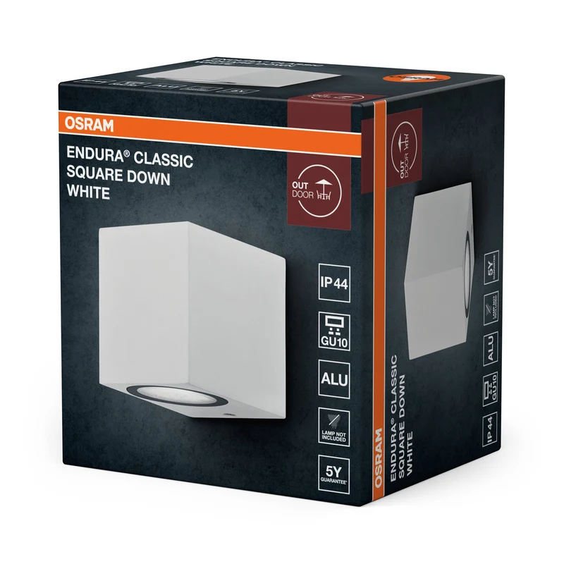 OSRAM ENDURA Carré Applique Murale Extérieure, blanc, GU10