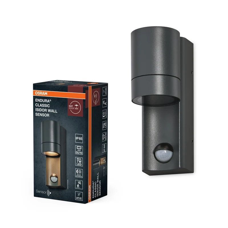 OSRAM ENDURA CLASSIC ISIDOR W Capteur Applique murale extérieure, gris foncé