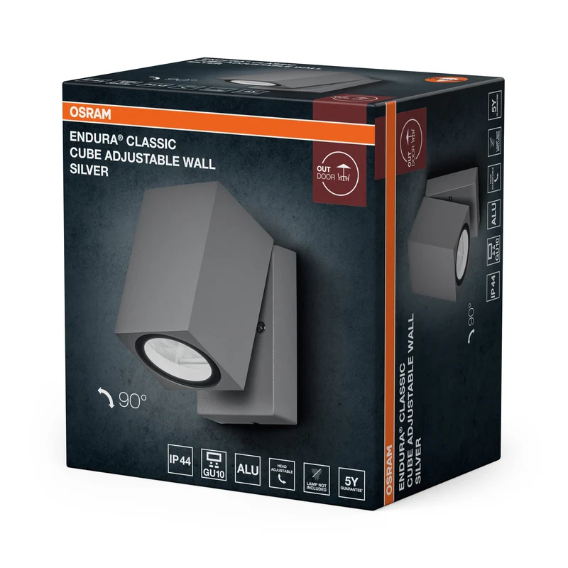OSRAM ENDURA Classic Cube Applique murale extérieure, argent, GU10