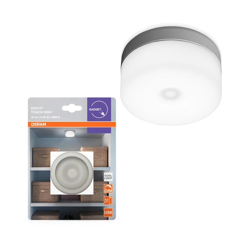 OSRAM DOT-it touch haute batterie USB LED lampe pour mur / dessous d'armoire 0,45W / 4000K blanc froid