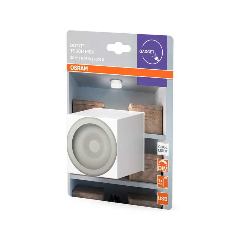OSRAM DOT-it touch haute batterie USB LED lampe pour mur / dessous d'armoire 0,45W / 4000K blanc froid