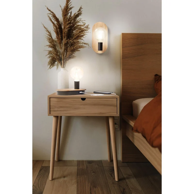 OSRAM DECOR Applique murale en bois, noir/bois, E27