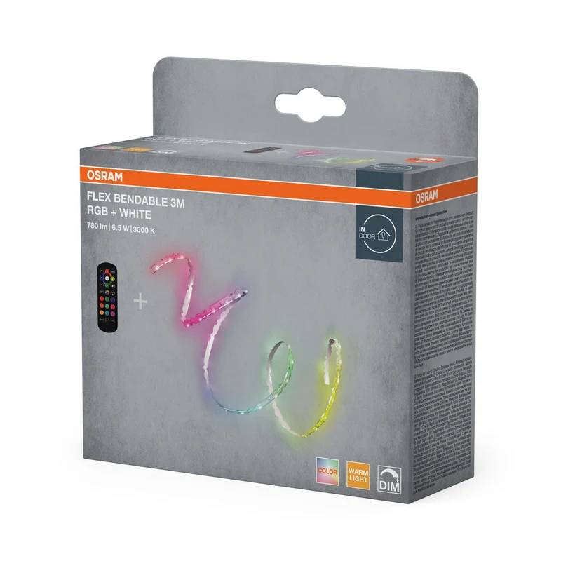 OSRAM FLEXIBLE RGB + bande lumineuse LED, 3m, avec télécommande, 760lm, 6.5W, 3000K