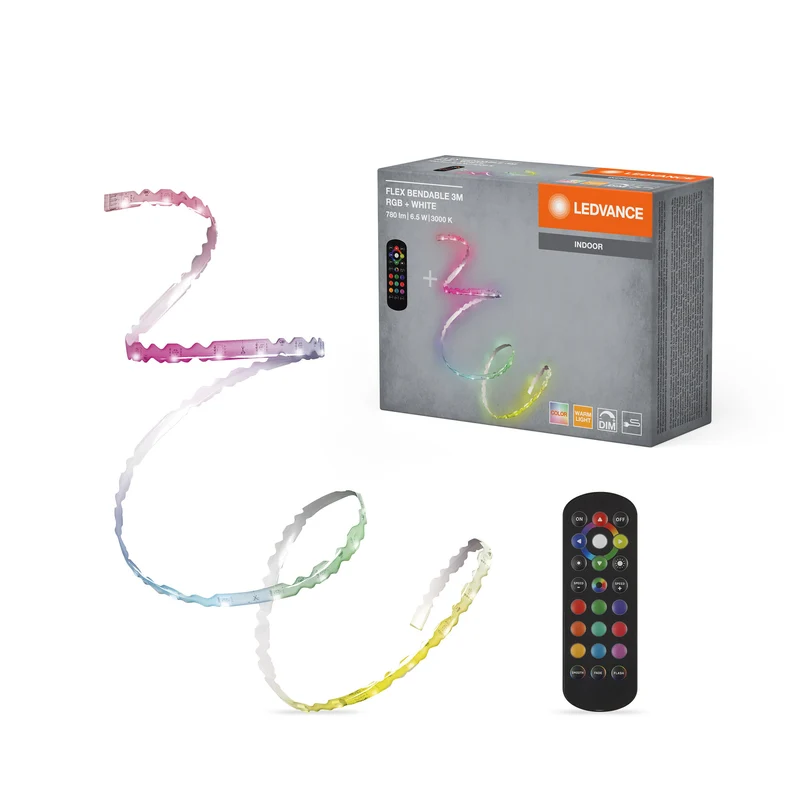 LEDVANCE FLEX RUBAN LED RGB FLEXIBLE +, 3m, avec télécommande, 760lm, 6.5W, 3000K