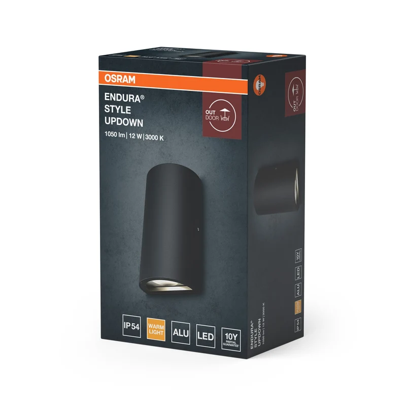 OSRAM LED Applique murale et plafonnier, luminaire pour applications extérieures, blanc chaud, 55,0 mm x 90,0 mm x 160,0 mm, ENDURA STYLE UPDOWN