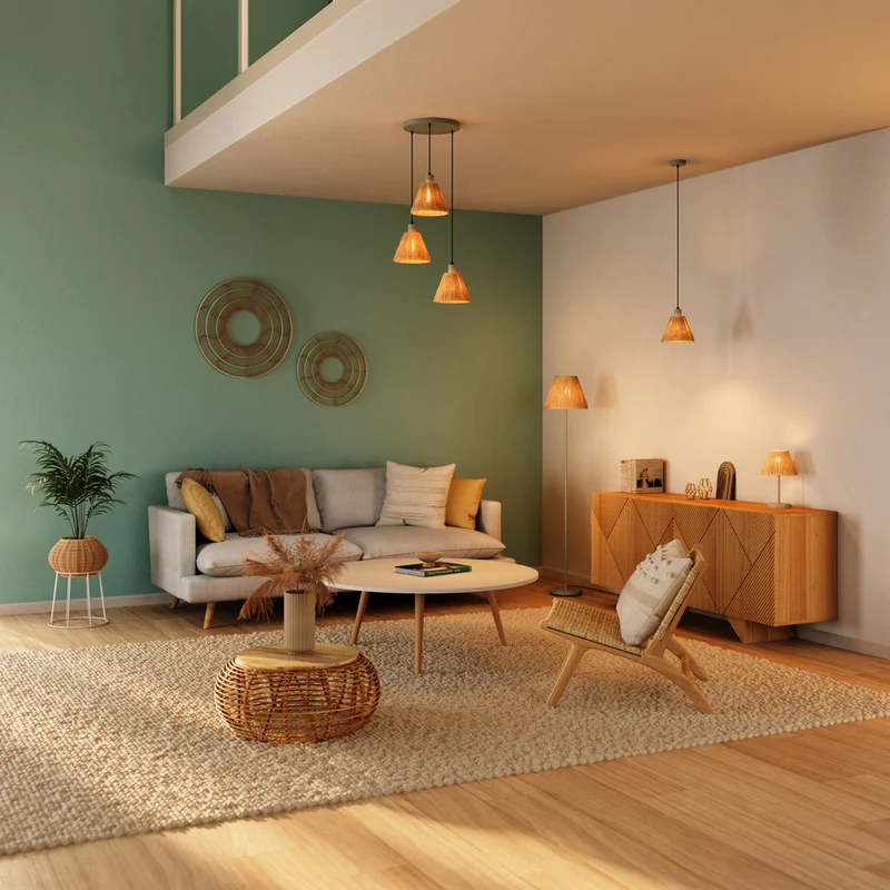 OSRAM DECOR lampe sur pied Decor raphia vert-brun, E27, 300 mm