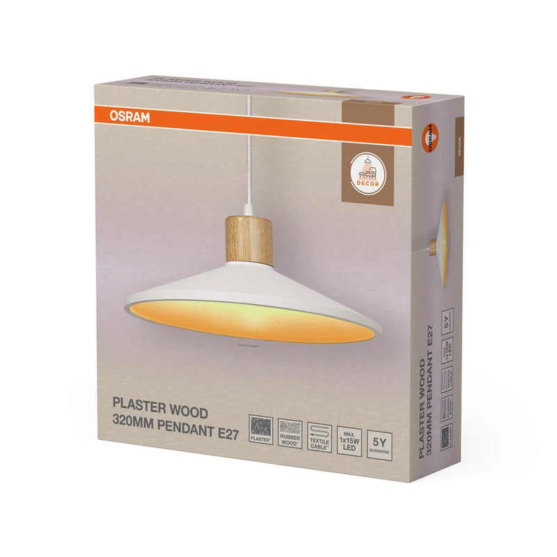 OSRAM DECOR Plâtre Bois Gips Suspension, E27, 320 mm