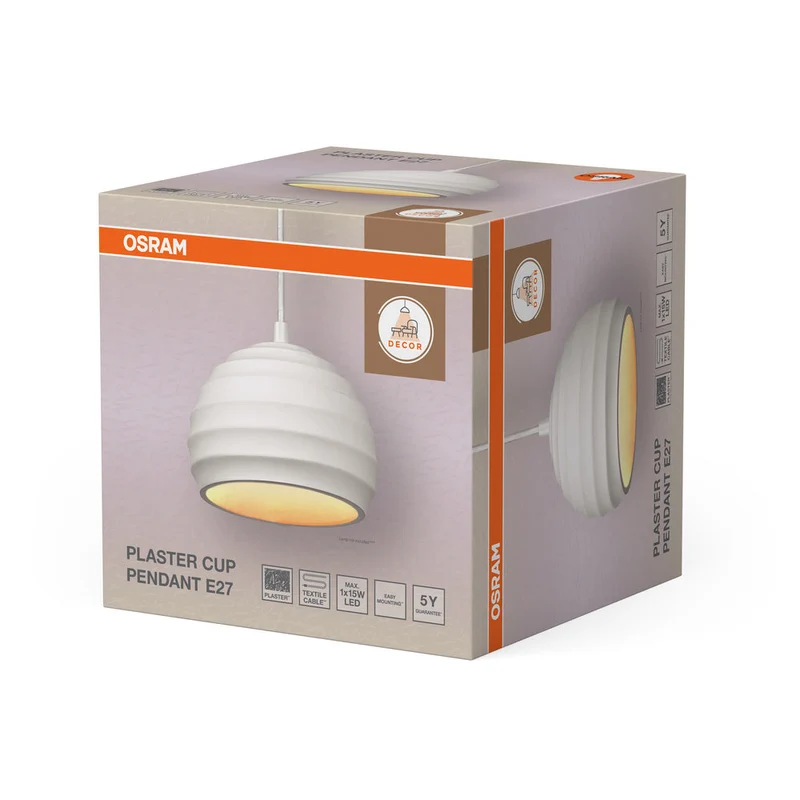 OSRAM DECOR Plafonnier en plâtre, suspension E27, 160 mm