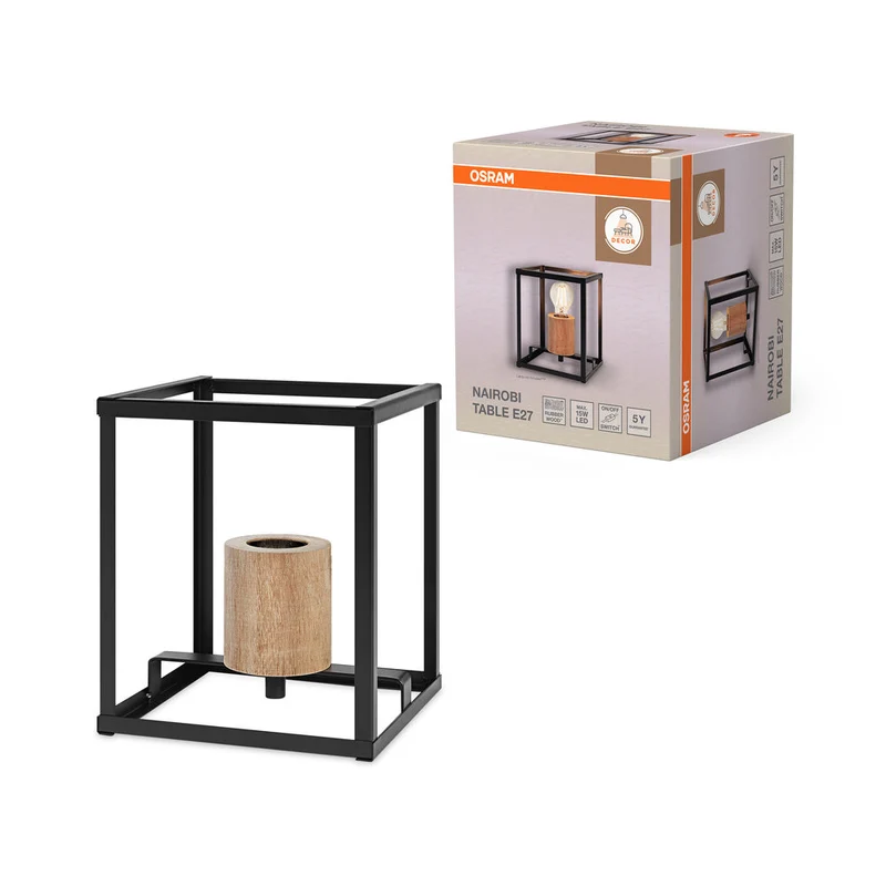 OSRAM DECOR Nairobi lampe de table, noir, douille E27
