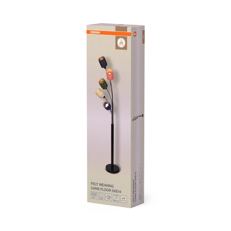 OSRAM DECOR lampe sur pied 5 flammes Décor tissage en feutre, E14