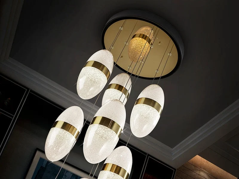 Lustre Doré LED Plafond Haut