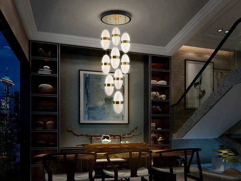 Lustre Doré LED Plafond Haut