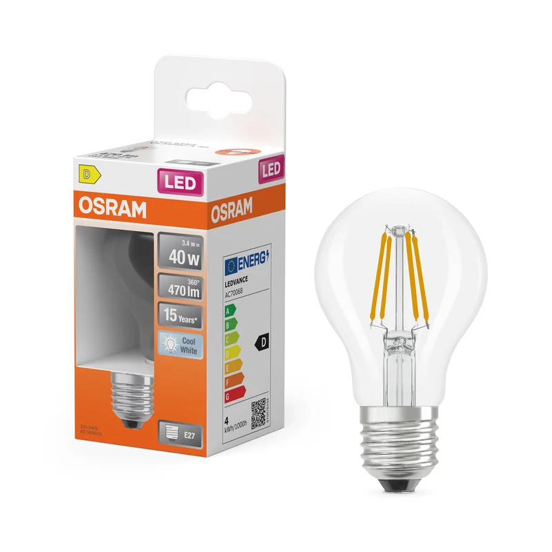 OSRAM Rétrofit Classic A LED Lampe (ex 40W) 4W / 4000K Blanc froid E27