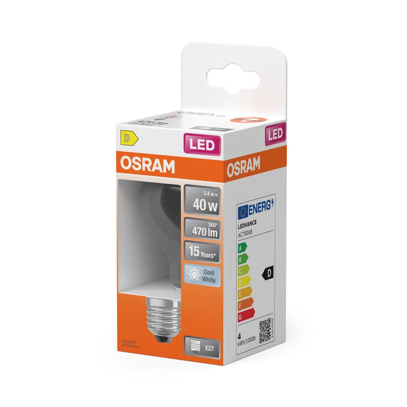 OSRAM Rétrofit Classic A LED Lampe (ex 40W) 4W / 4000K Blanc froid E27