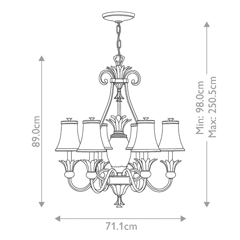 Lustre Plantation 7 lumières - Nickel antique poli