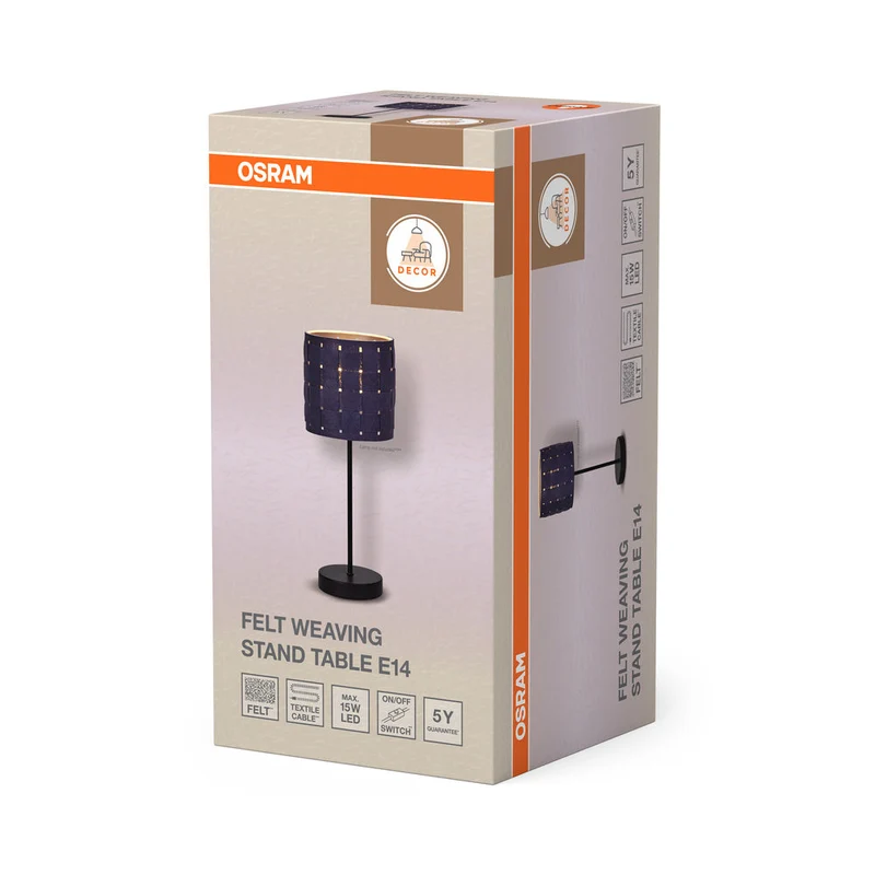 OSRAM DECOR Lampe de table Decor Tissage en feutre Support gris, E14