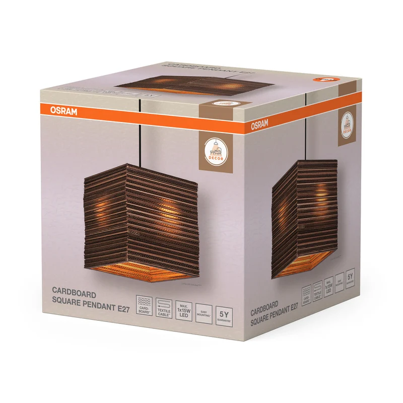 OSRAM DECOR Suspension Décor Carton Carré marron, E27