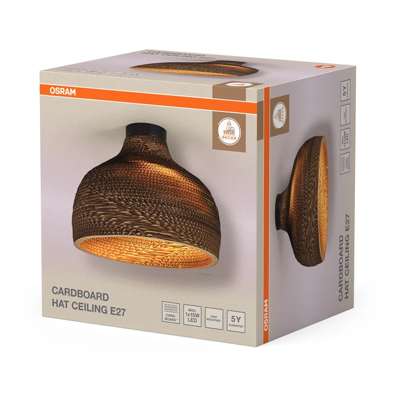 OSRAM DECOR Plafonnier Decor Chapeau en Carton marron, E27