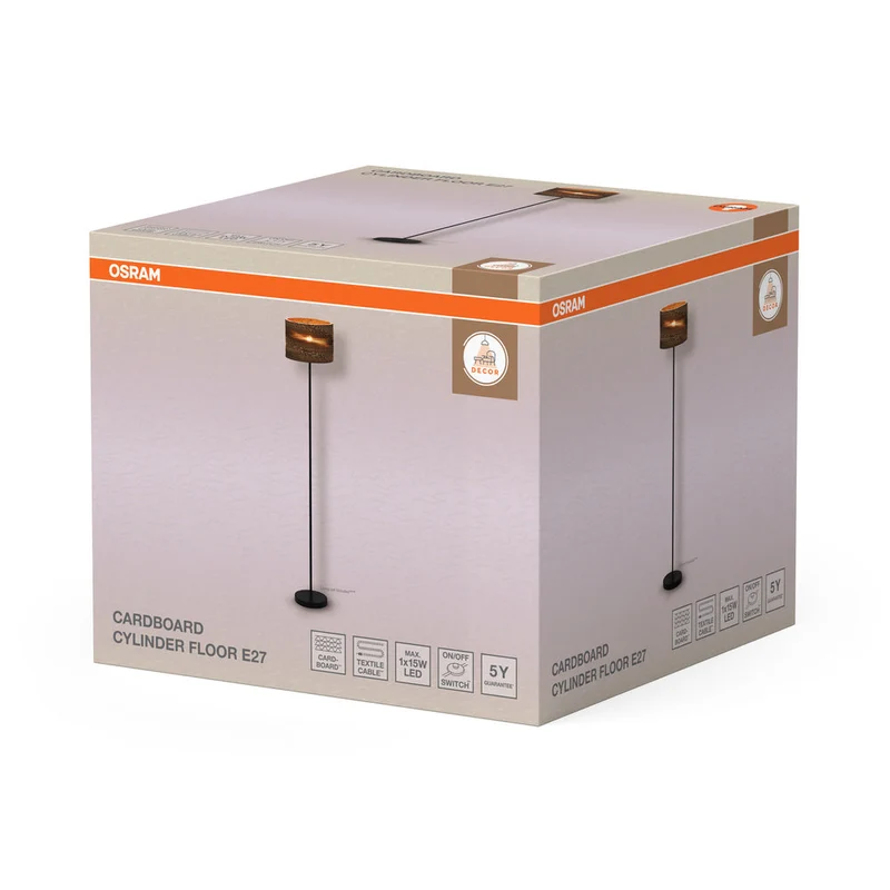OSRAM DECOR Lampadaire Decor Cylindre en carton marron, E27