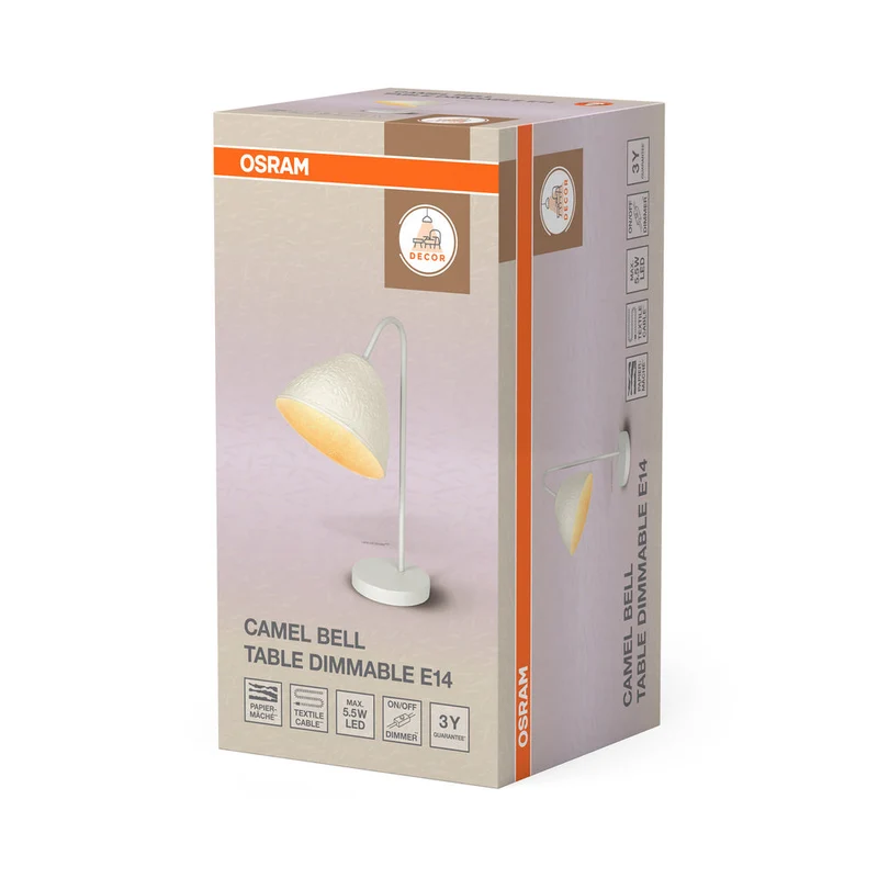 OSRAM DECOR Lampe de table Decor Camel Bell blanche, E14, dimmable