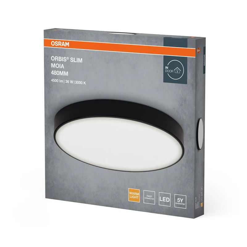 OSRAM ORBIS Slim Moia Plafonnier, noir, 36W, 4500lm