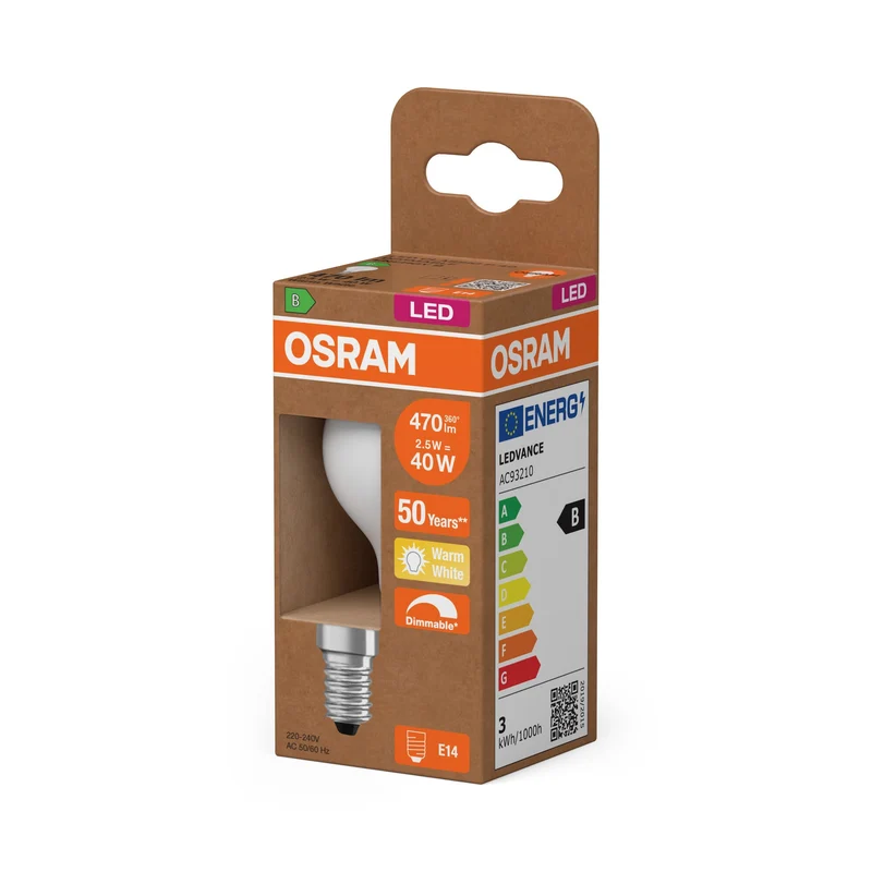 OSRAM SUPERSTAR+ CLASSIC P GLFR 40 LED-Lampe, 2,9W, 470lm, blanc chaud, E14